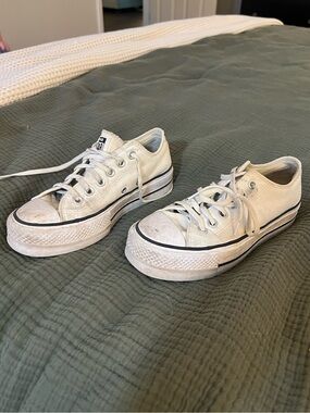 Converse Low Top Platform Sneakers in White